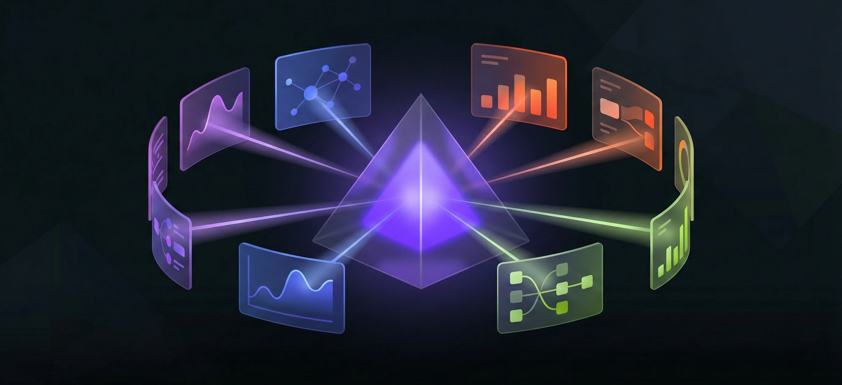 Central platform with multiple stakeholder viewpoint screens showing different perspectives of the same data